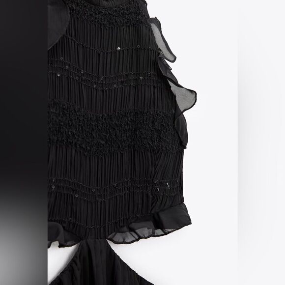 Zara RUFFLED PLEATED DRESS - Picture 4 of 11